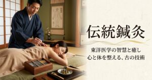 都城市の伝統鍼灸「刺さない鍼」でリラックスする高齢者。鍼灸治療院たけした