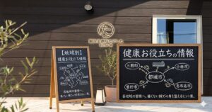 都城市・三股町・曽於市・小林市の地図と「鍼灸治療院たけした」の看板が重なった、地域別健康情報のアイキャッチ画像